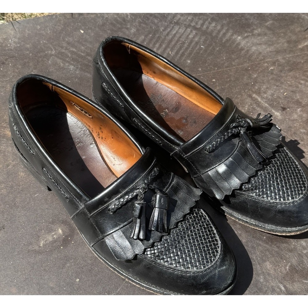 Allen Edmonds 1809 Black Leather Kiltie Tassel Loafers‎ Men's 10.5 D USA Vintage